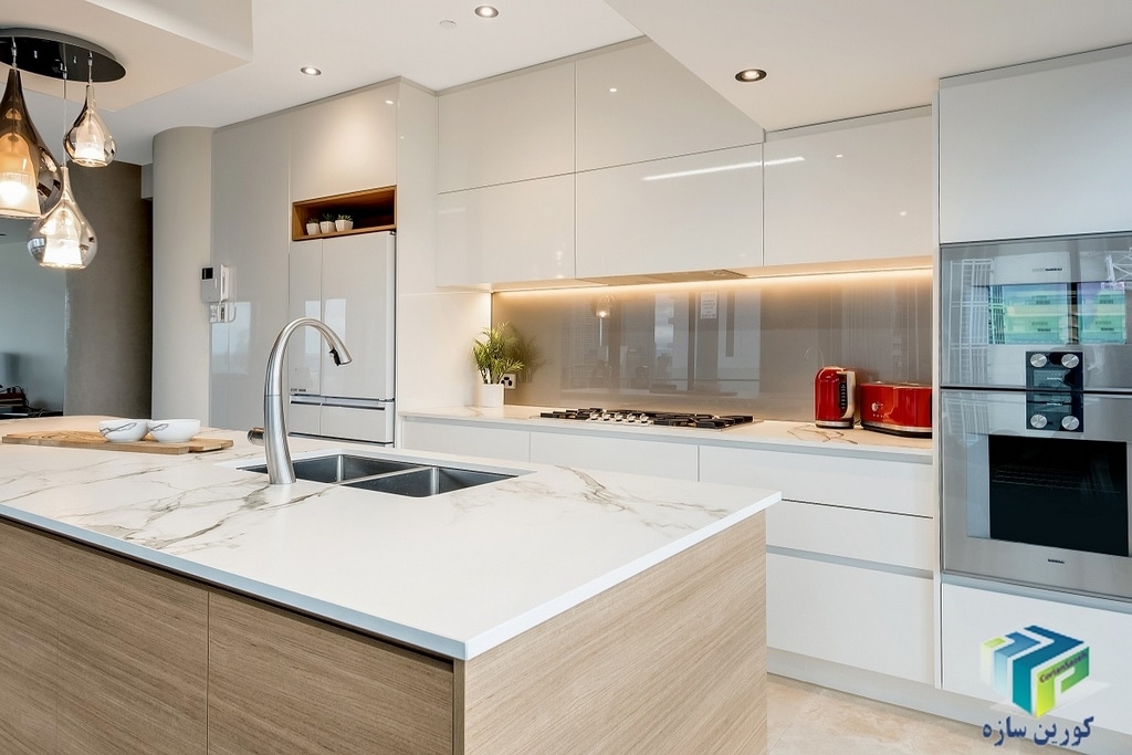 اموزش طراحی کابینت سفید اشپزخانه