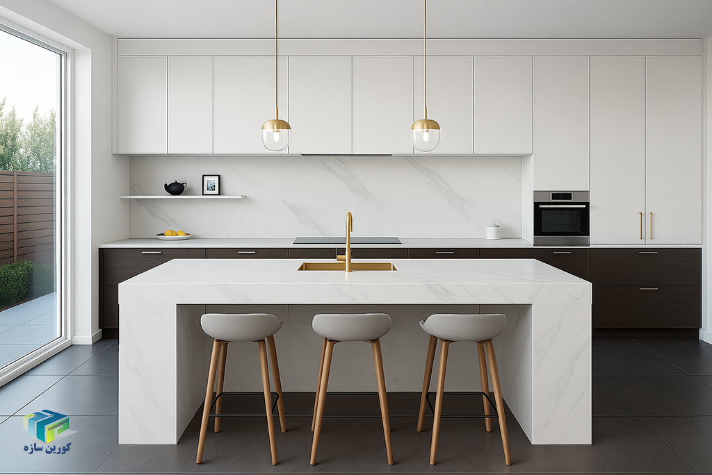 سنگ روی کابینت کوارتز
